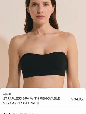 etam Amande Strapless Bra with Removable Straps in Cotton Black